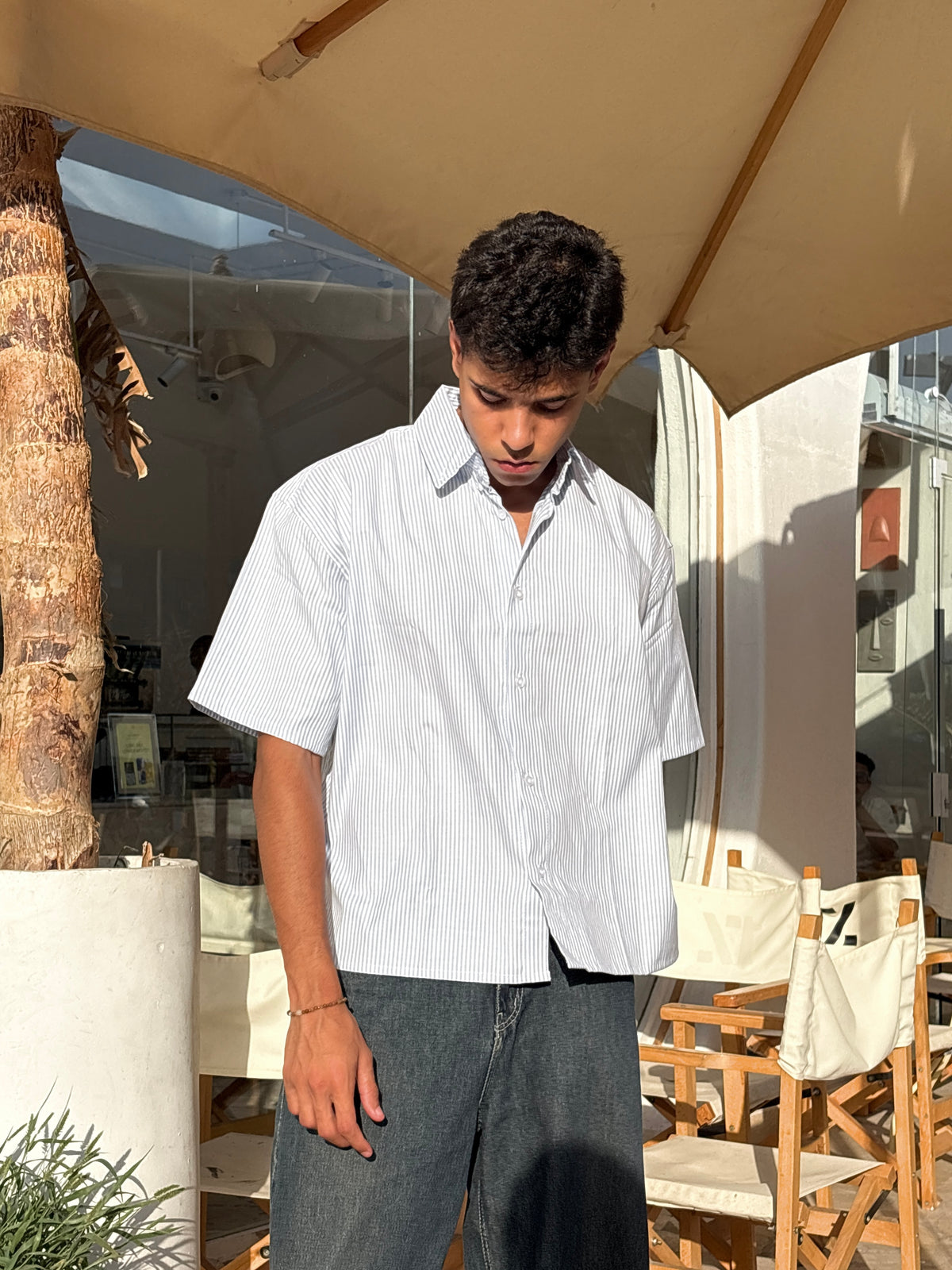Boxy fit striped shirt
