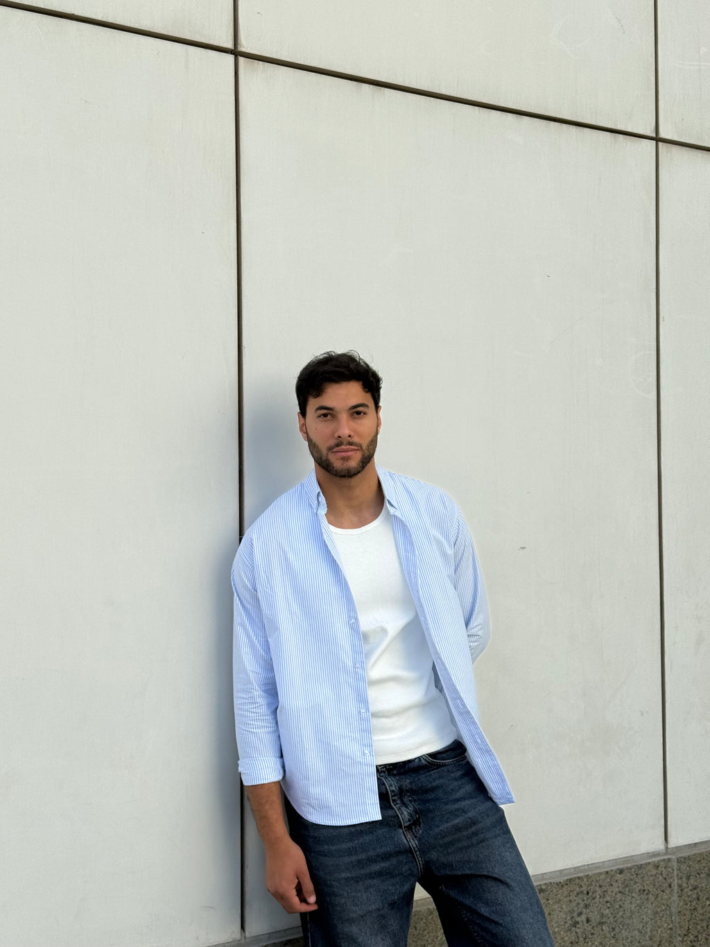 Oversized blue stripe shirt