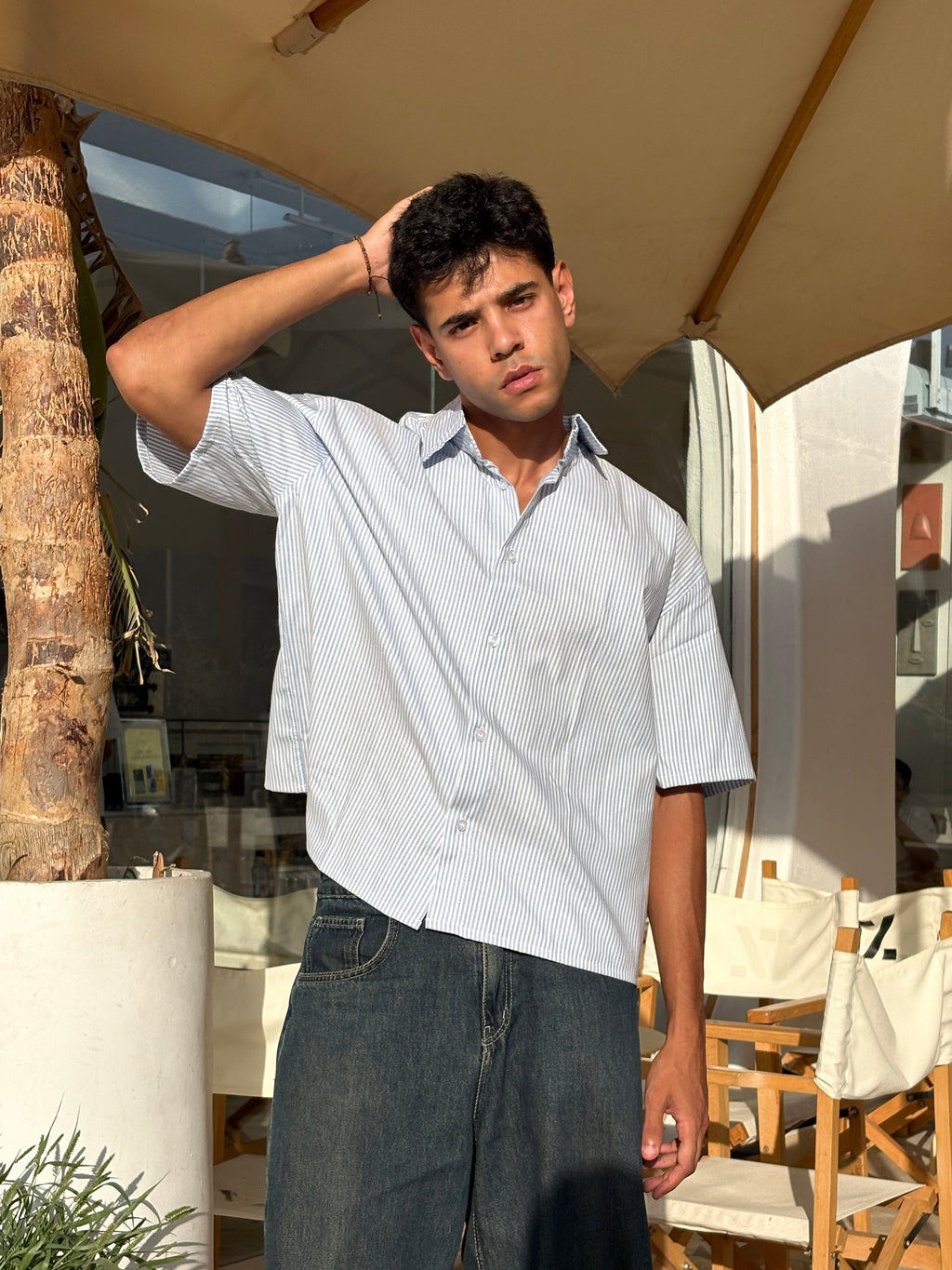 Boxy fit striped shirt