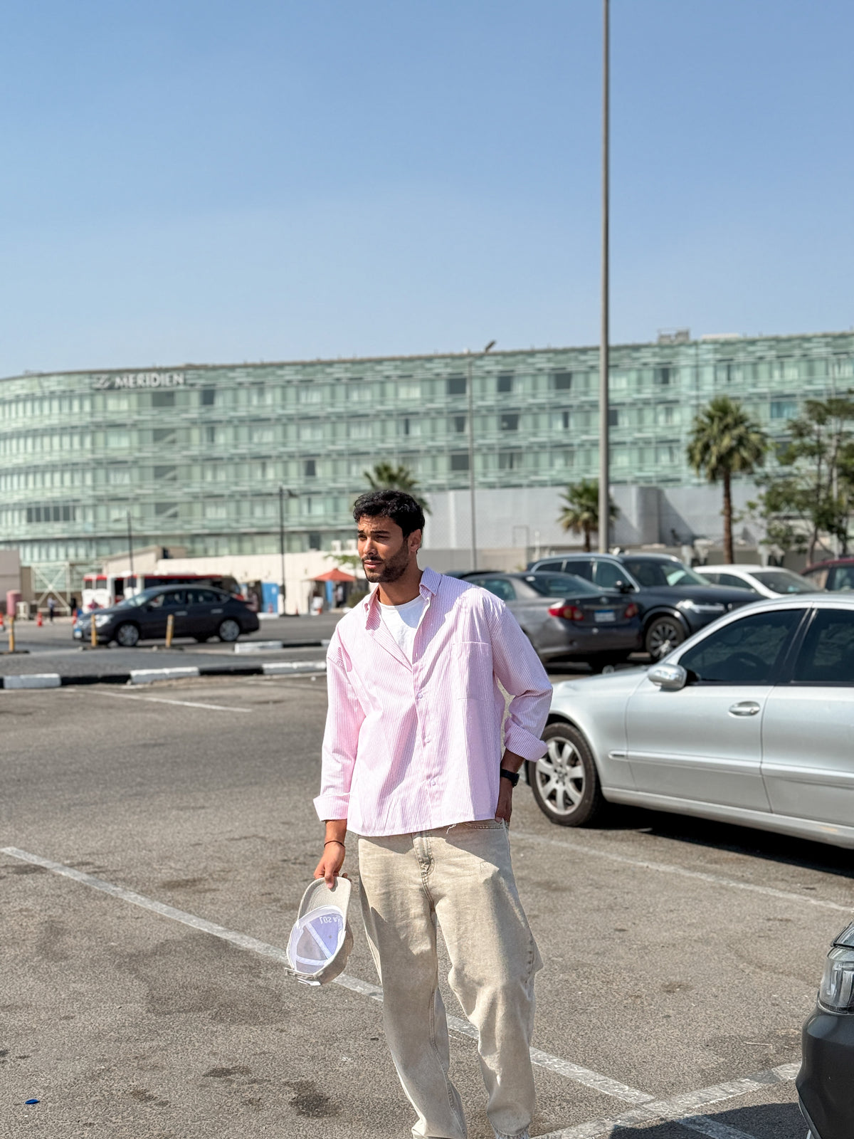 Oversized bink stripe shirt