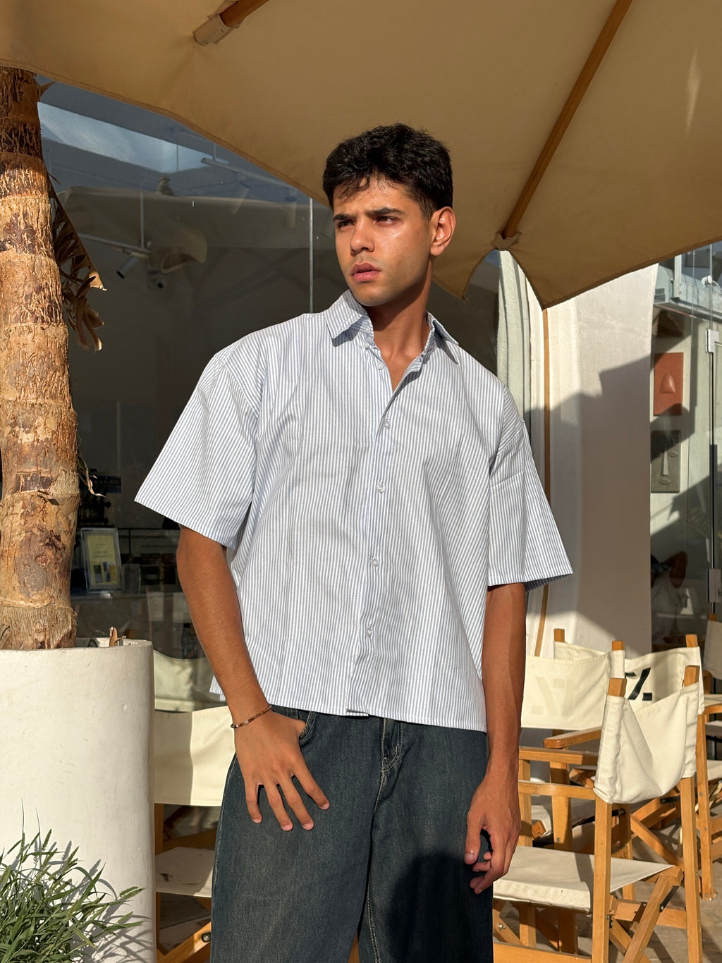 Boxy fit striped shirt