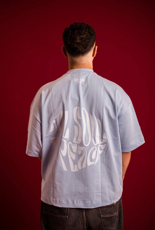 Baby blue printed tee