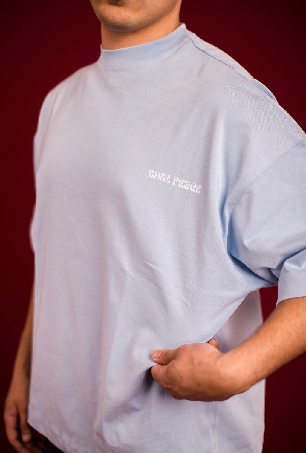 Baby blue printed tee