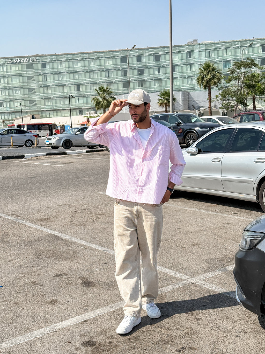 Oversized bink stripe shirt