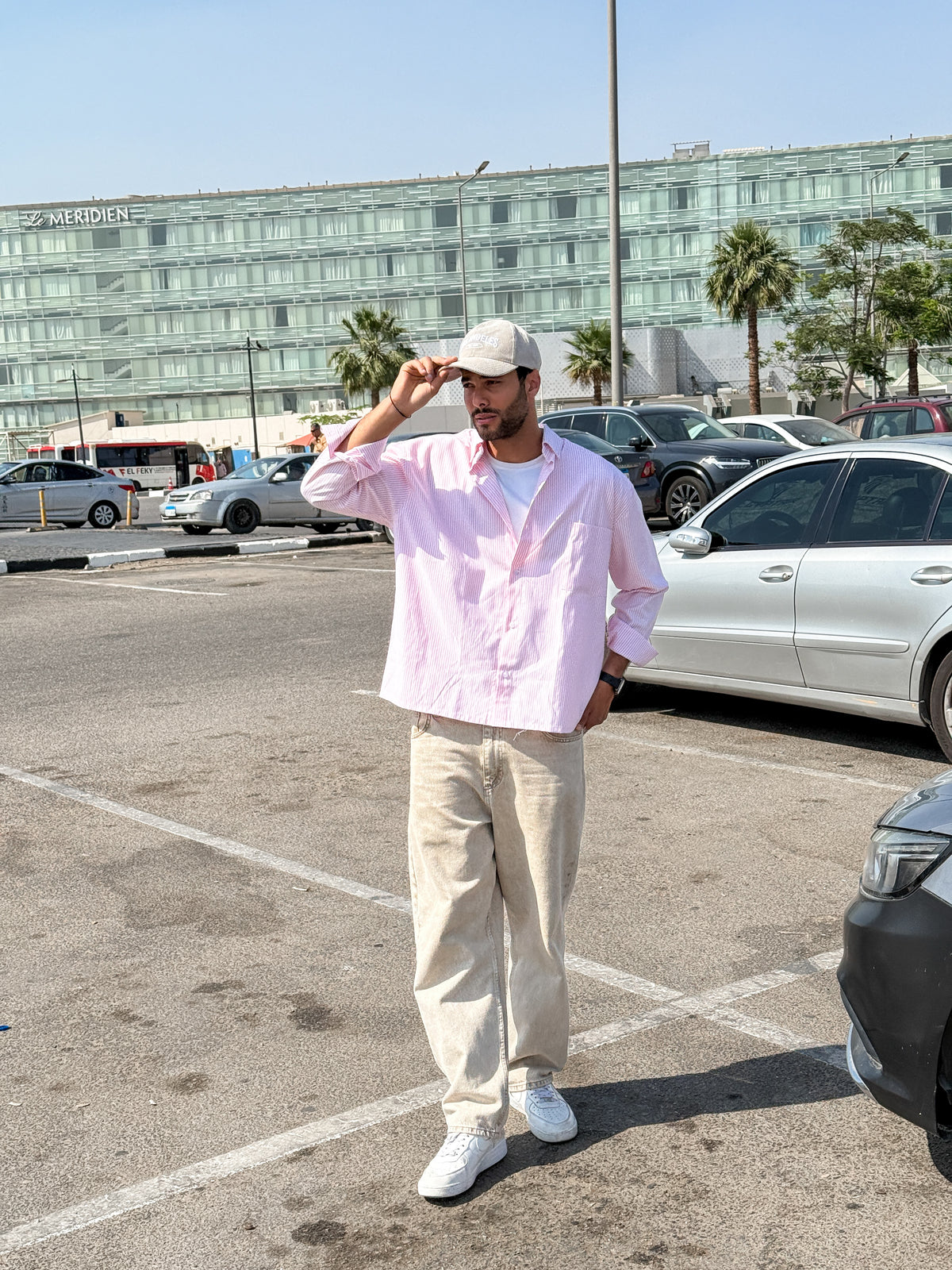 Oversized bink stripe shirt
