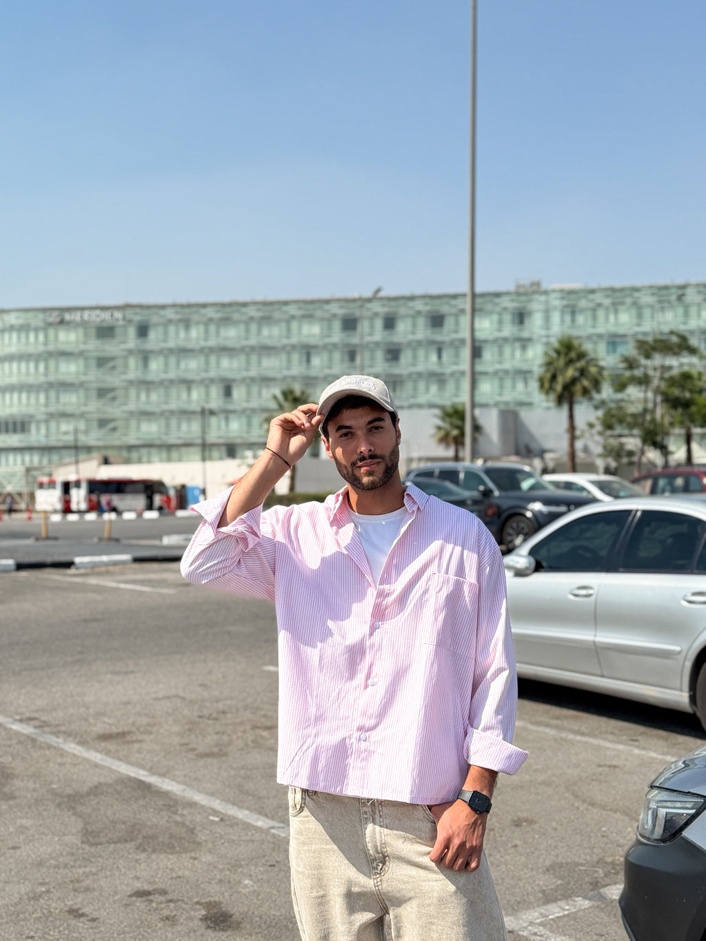 Oversized bink stripe shirt