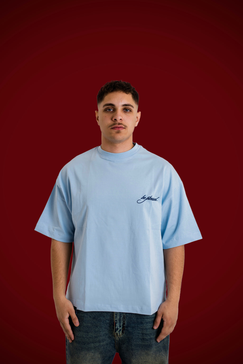 baby blue embroidery tee