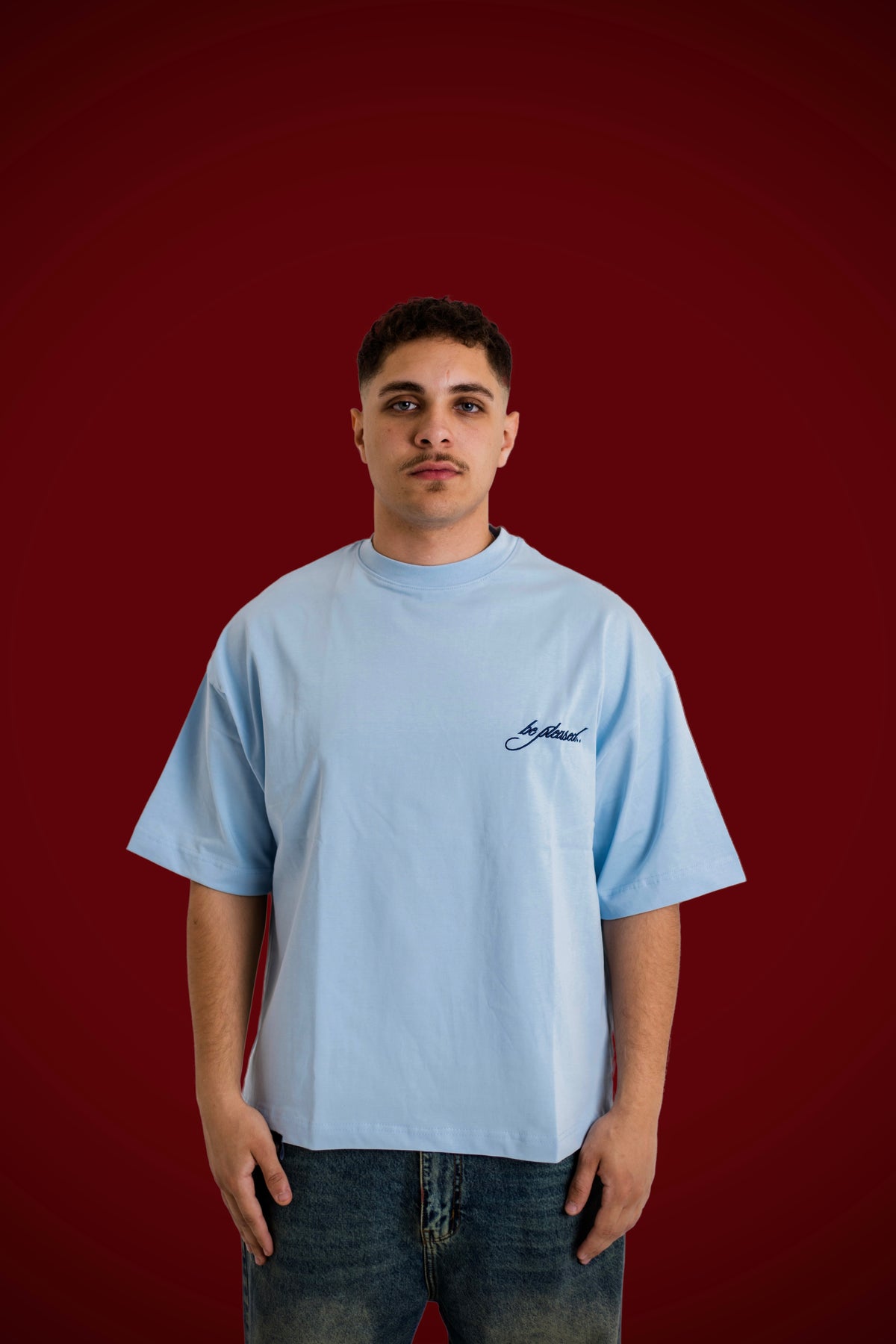 baby blue embroidery tee