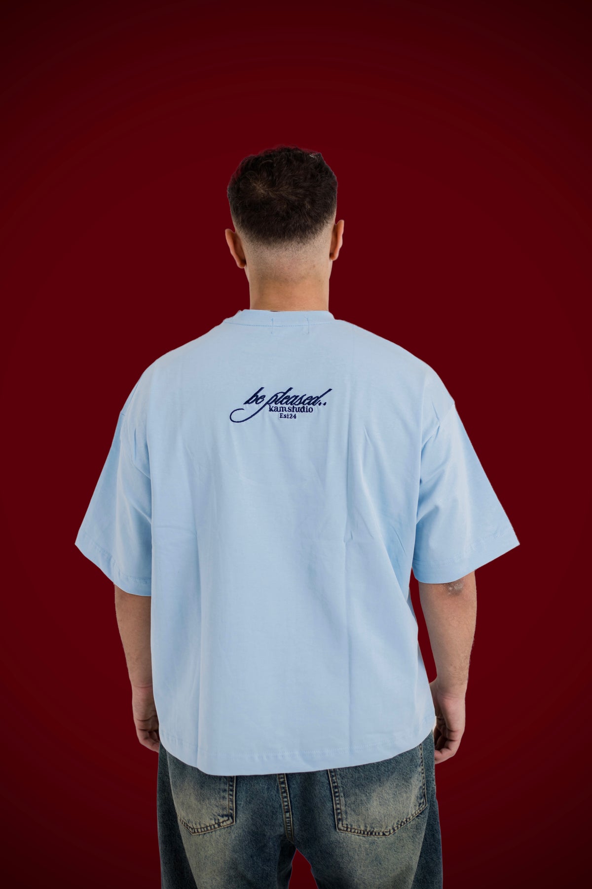 baby blue embroidery tee