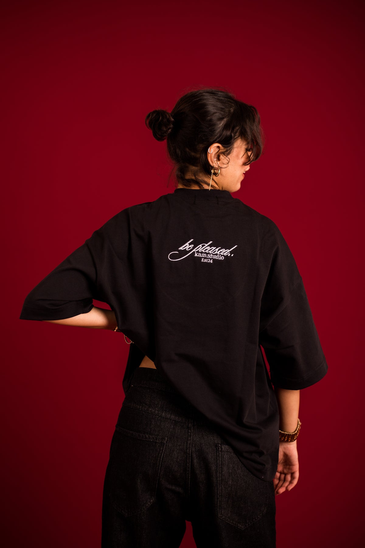 black embroidery  tee