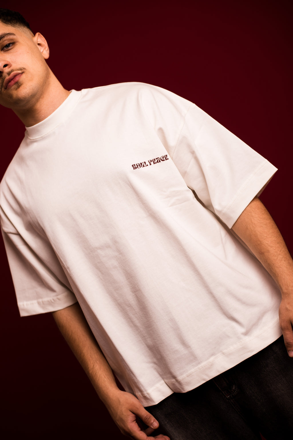 White oversized tee