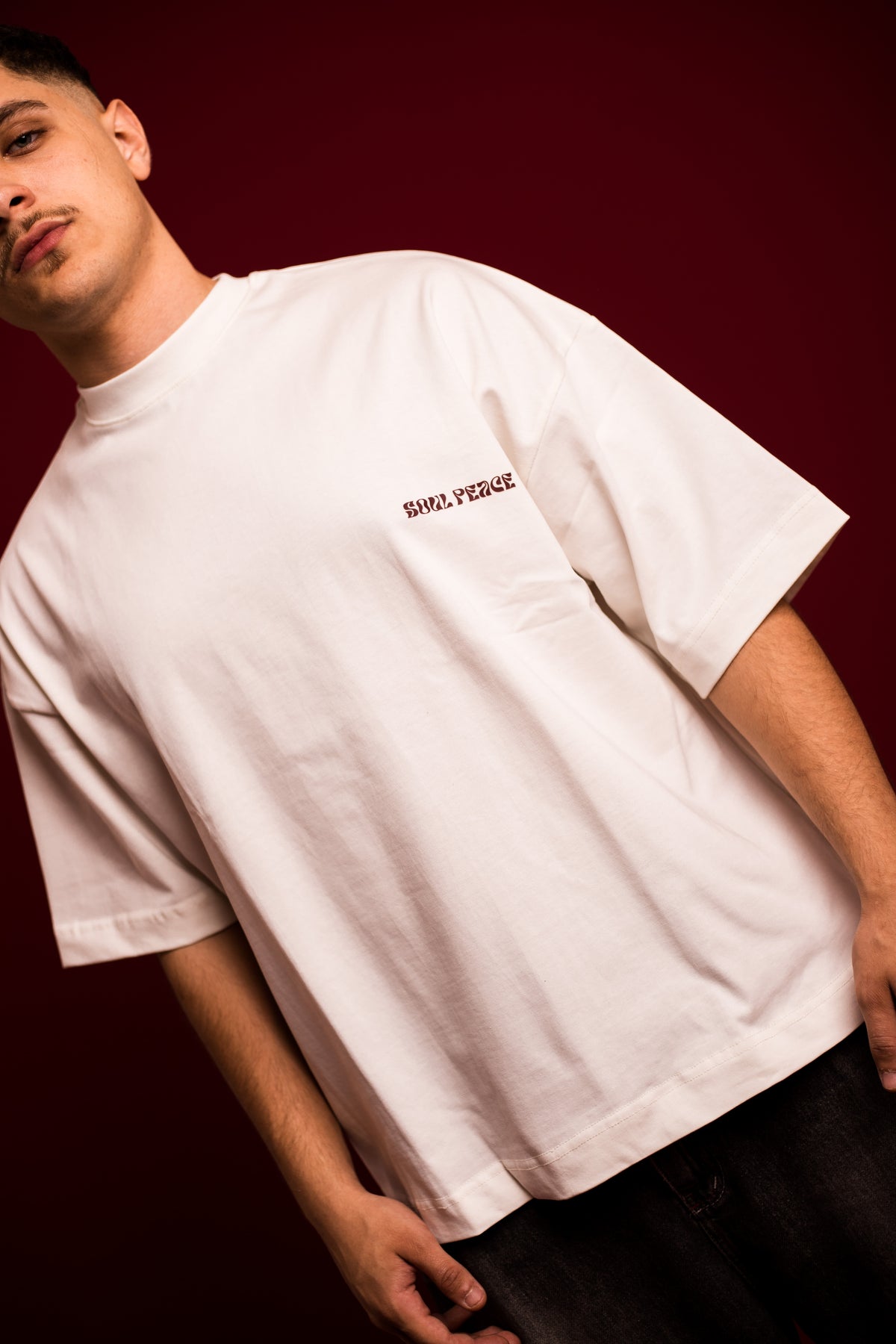 White oversized tee