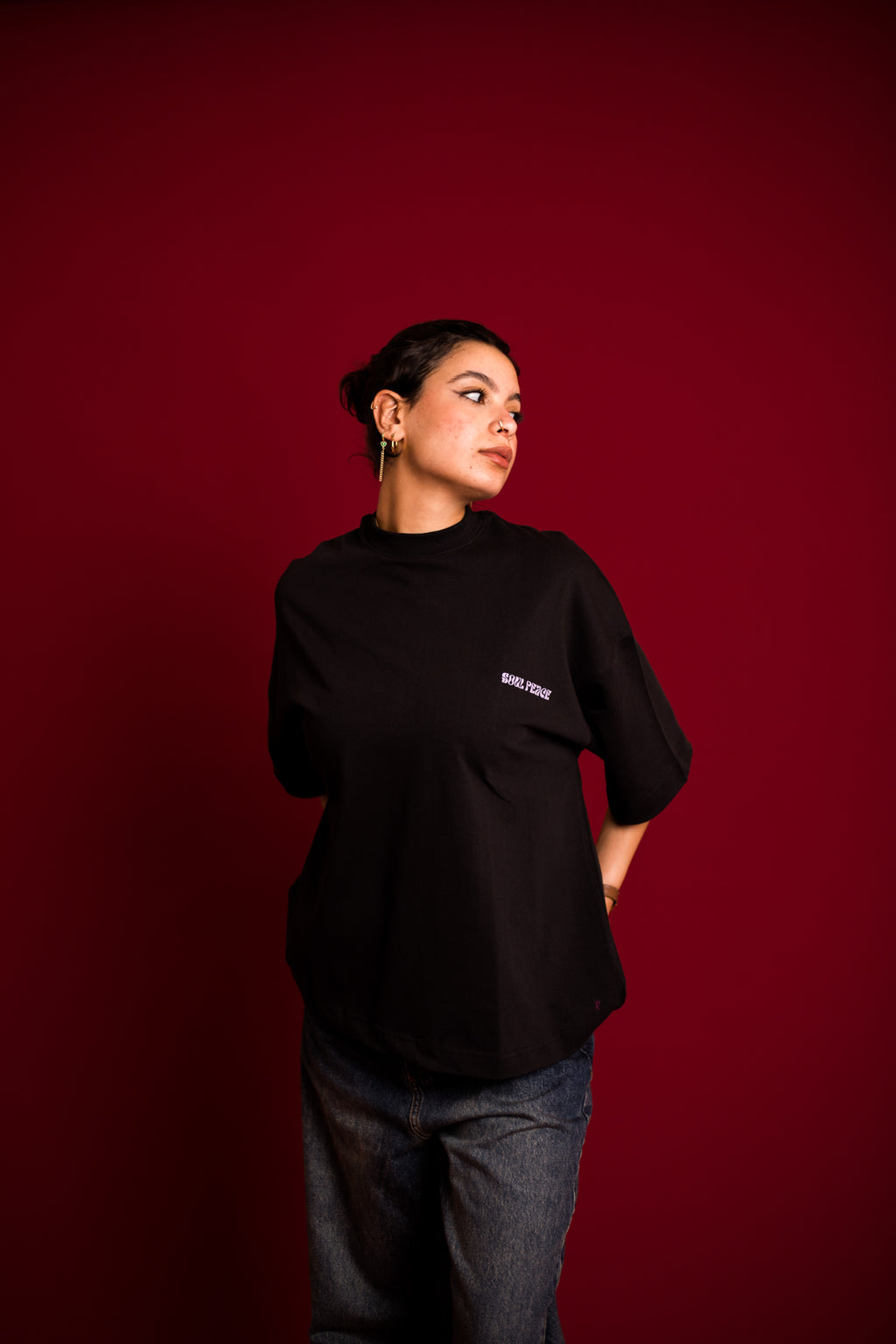 black embroidery  tee