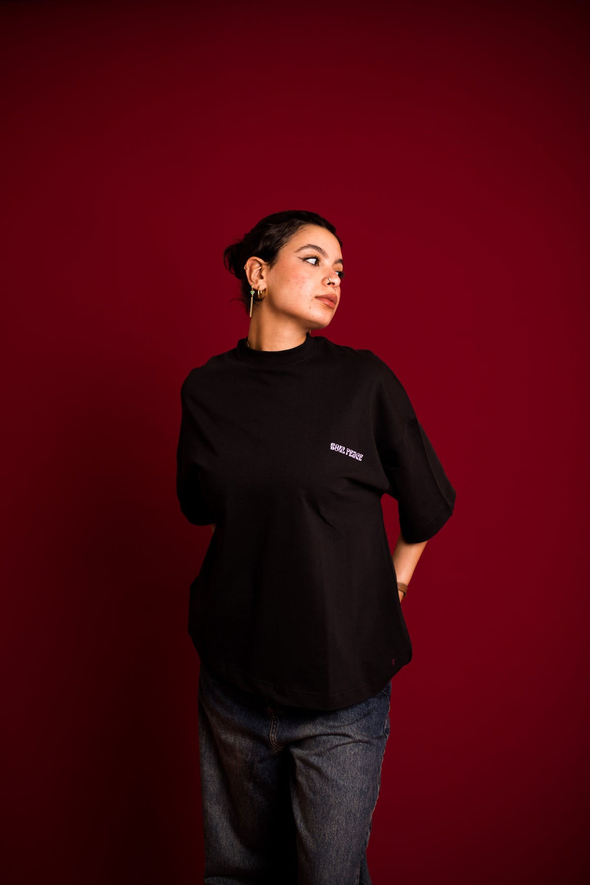 black embroidery  tee