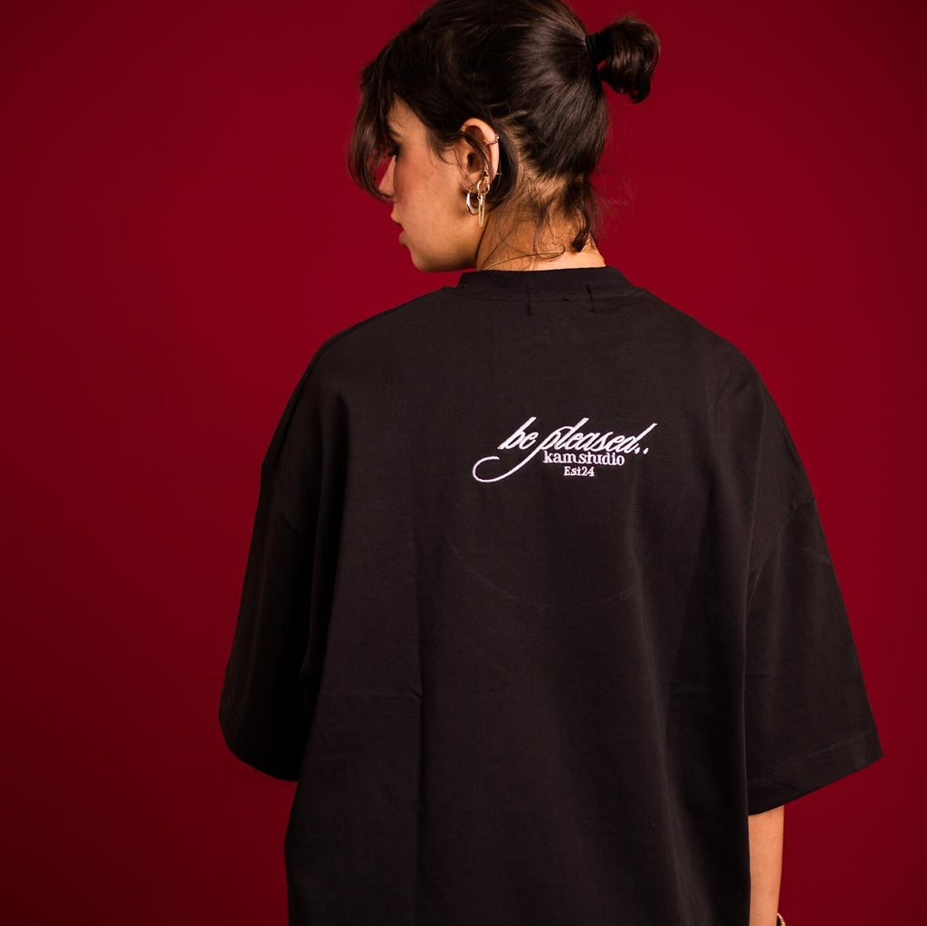 black embroidery  tee