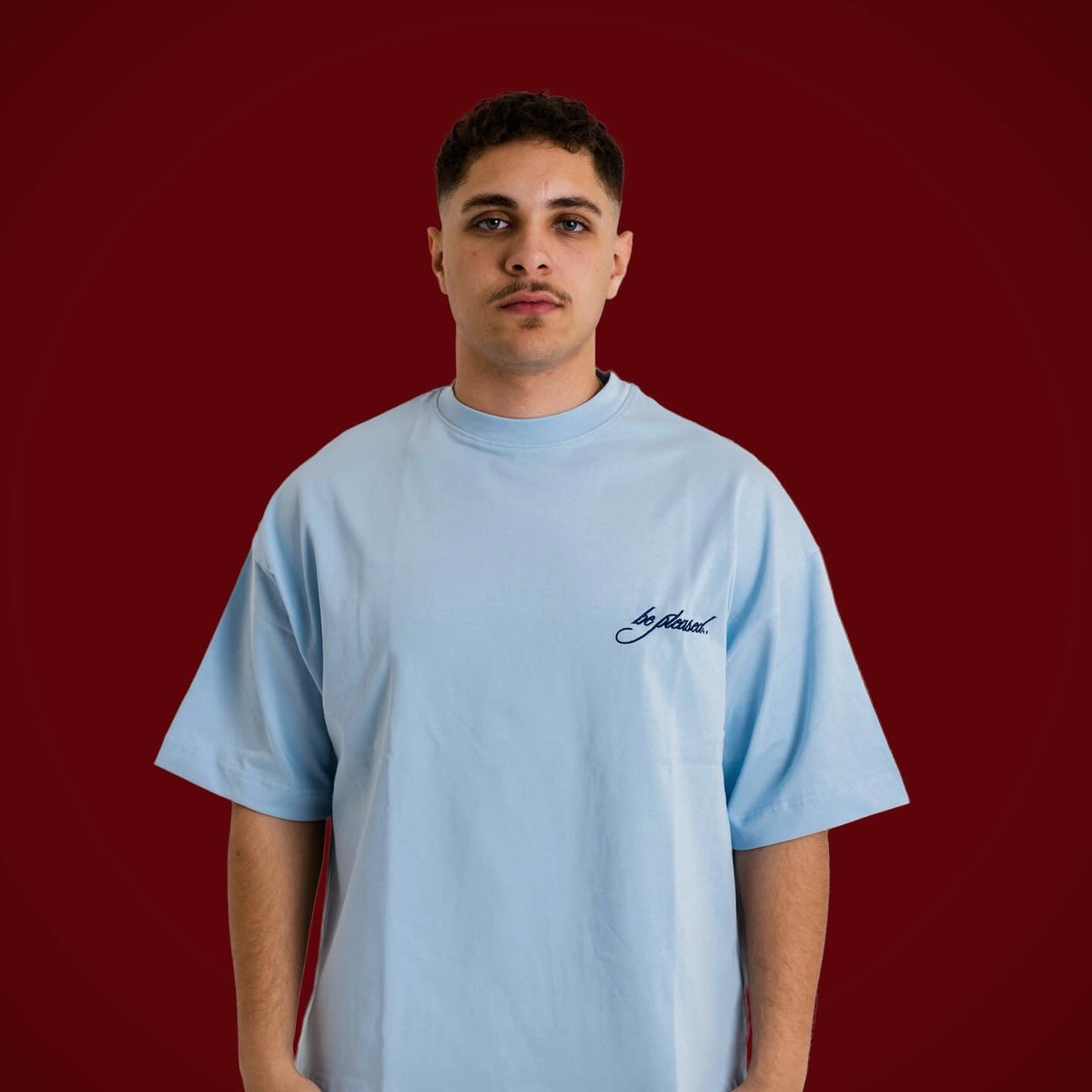 baby blue embroidery tee