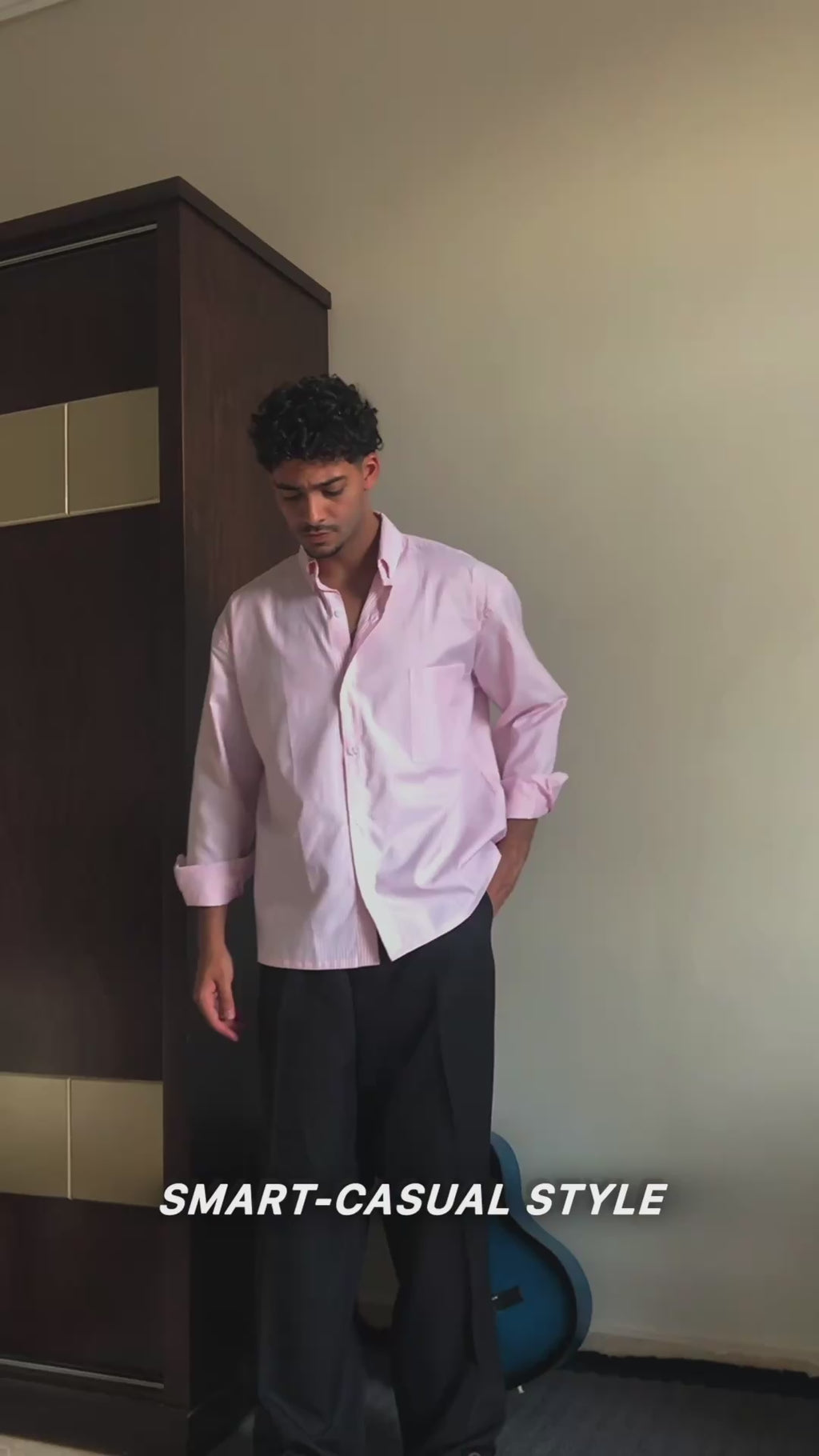 Oversized bink stripe shirt