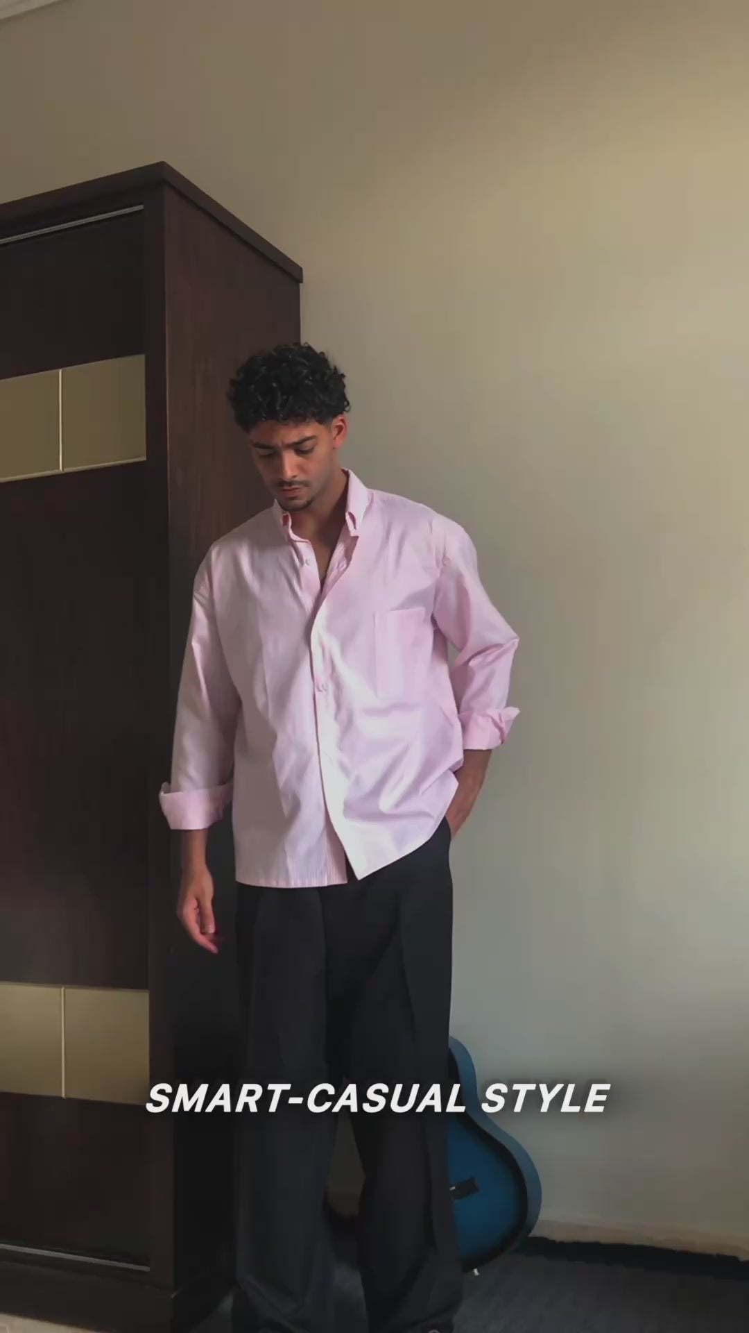Oversized bink stripe shirt