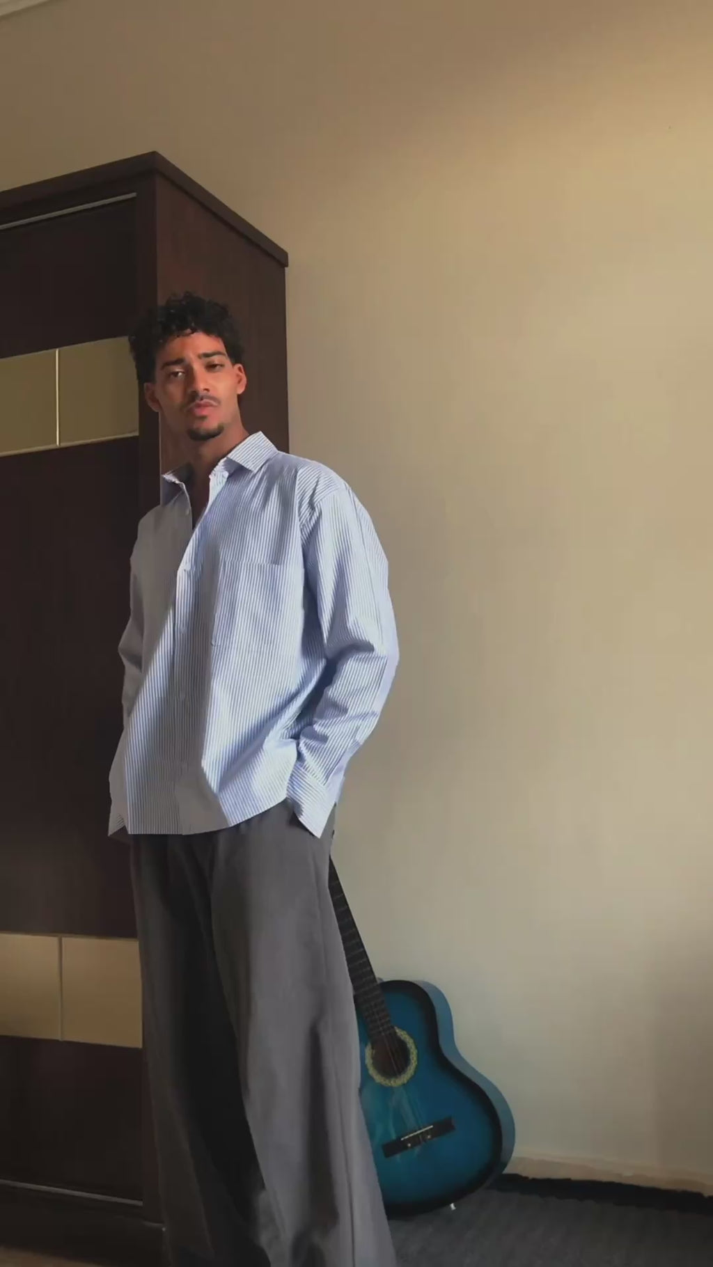 Oversized blue stripe shirt
